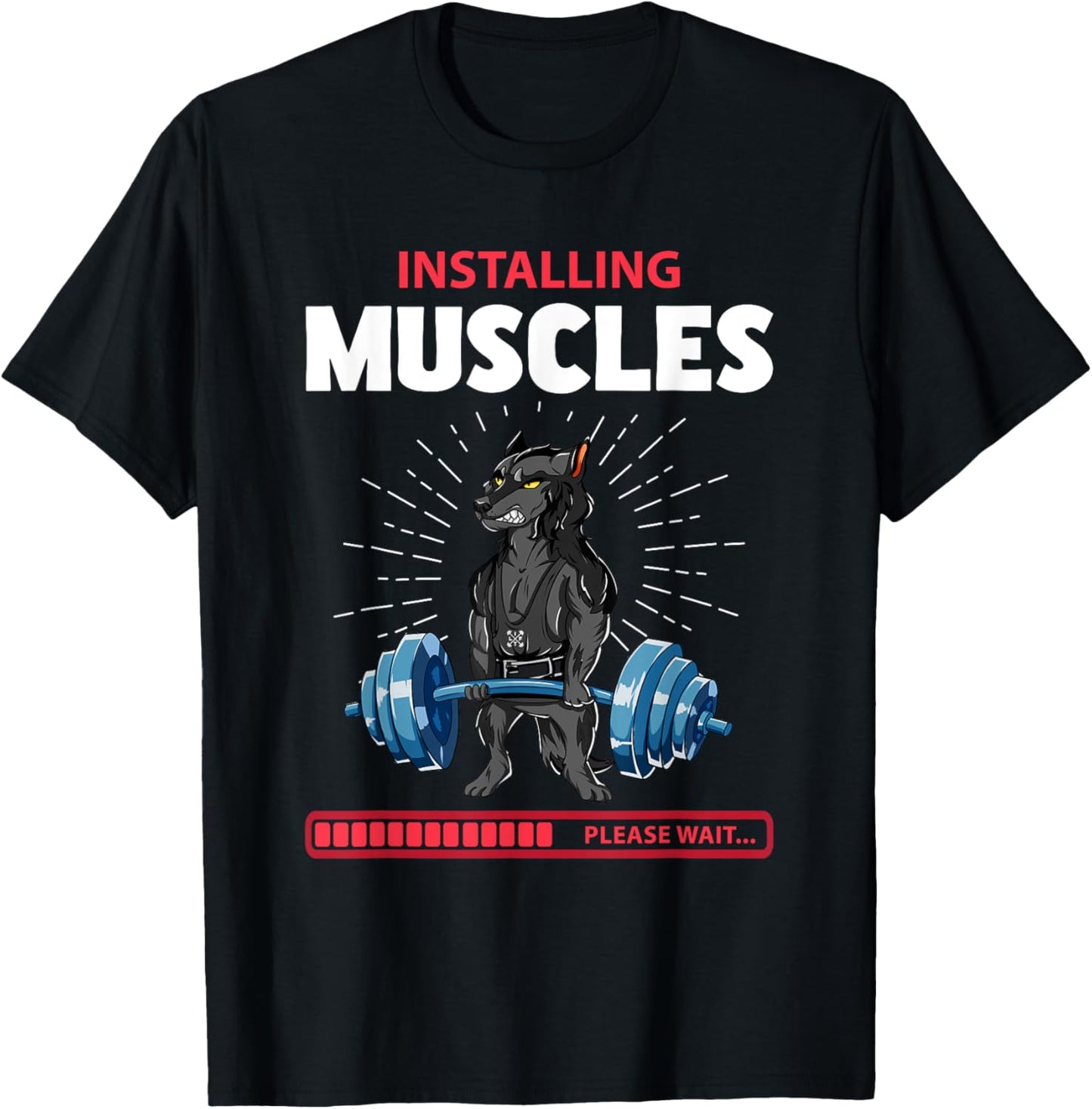 Wolf Deadlift Fitness Gym Weightlifting T-Shirt - T-Shirt | Black