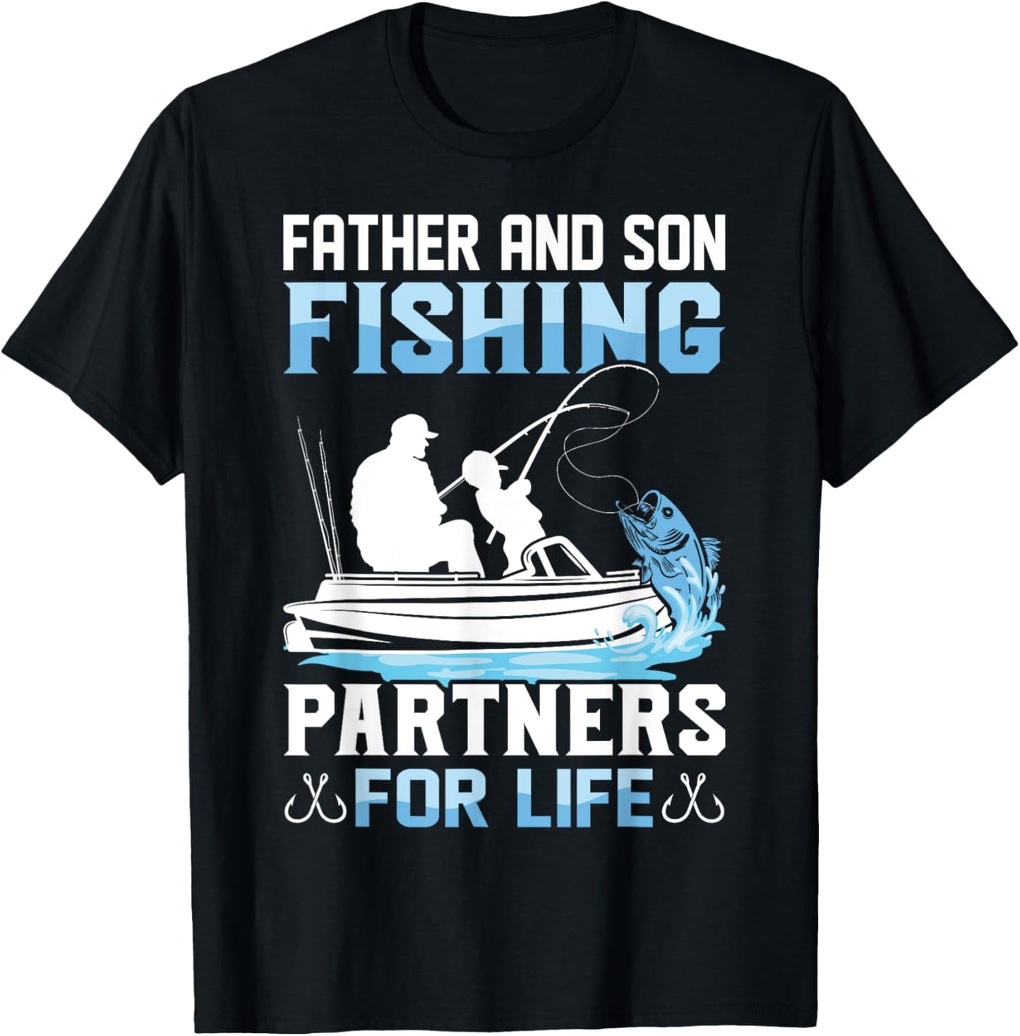 Father Son Fishing Partners For Life Funny Dad Son Matching T-Shirt - T-Shirt | Black