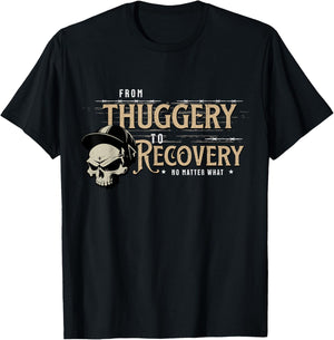 From Thuggery To Recovery No Matter Vintage Skull Soldier T-Shirt - T-Shirt | Black