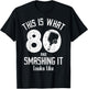 Funny Pickleball 80th Birthday 80 Years Old Love Pickleball T-Shirt - T-Shirt | Black