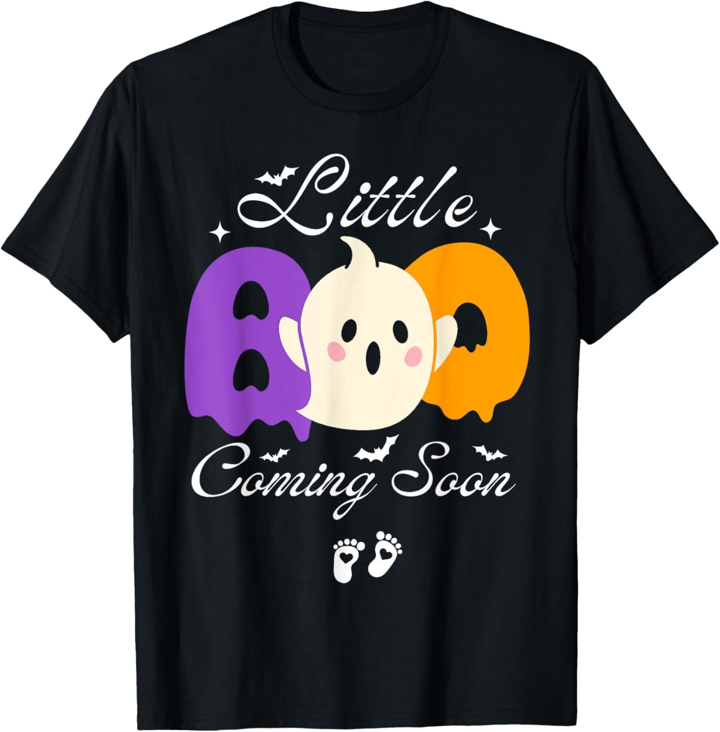 Little Boo Coming Soon-Funny Halloween Pregnant Announcement T-Shirt - T-Shirt | Black
