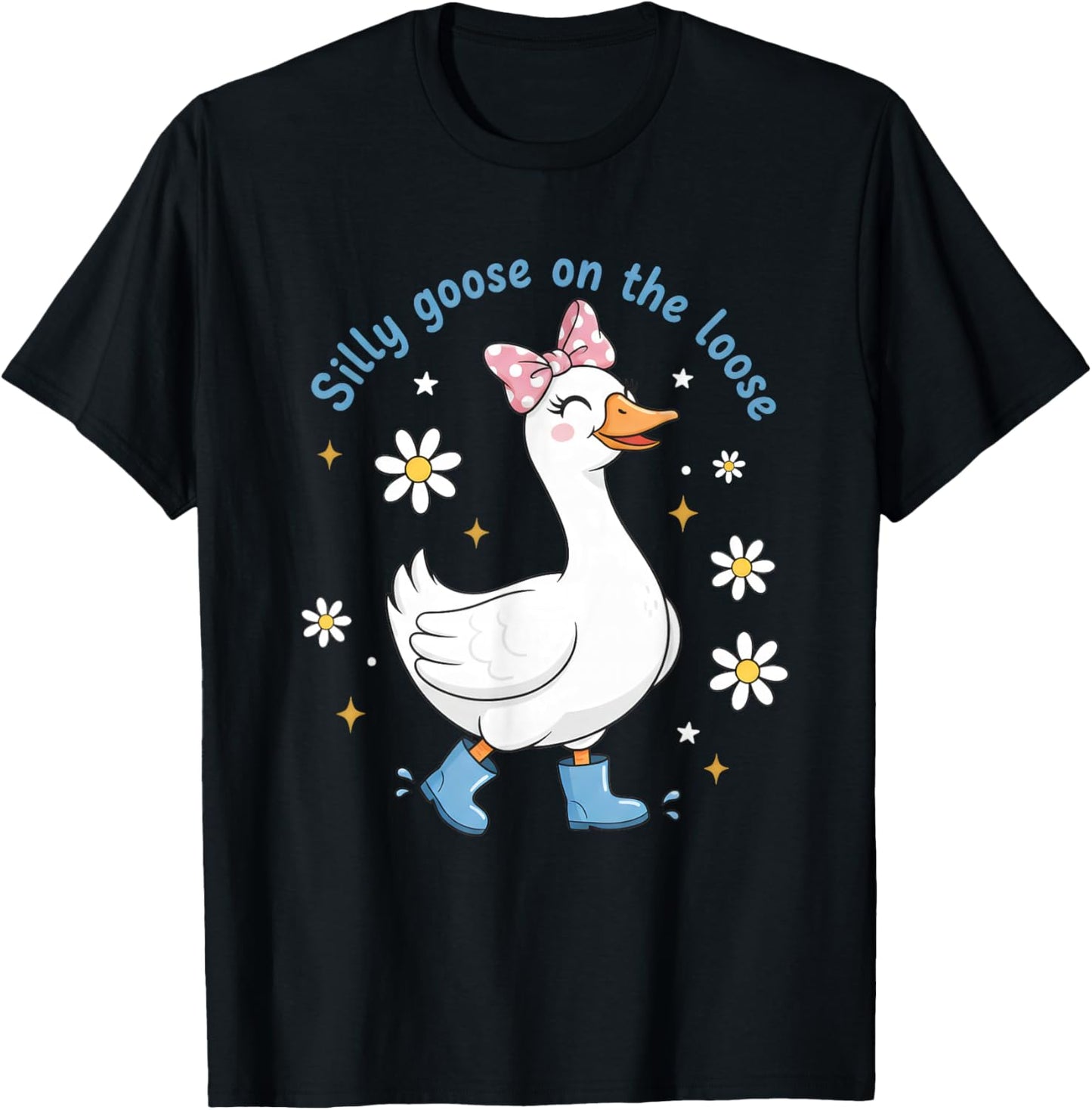 Silly Goose On The Loose Funny Goose Humor for Animal Lovers T-Shirt - T-Shirt | Black