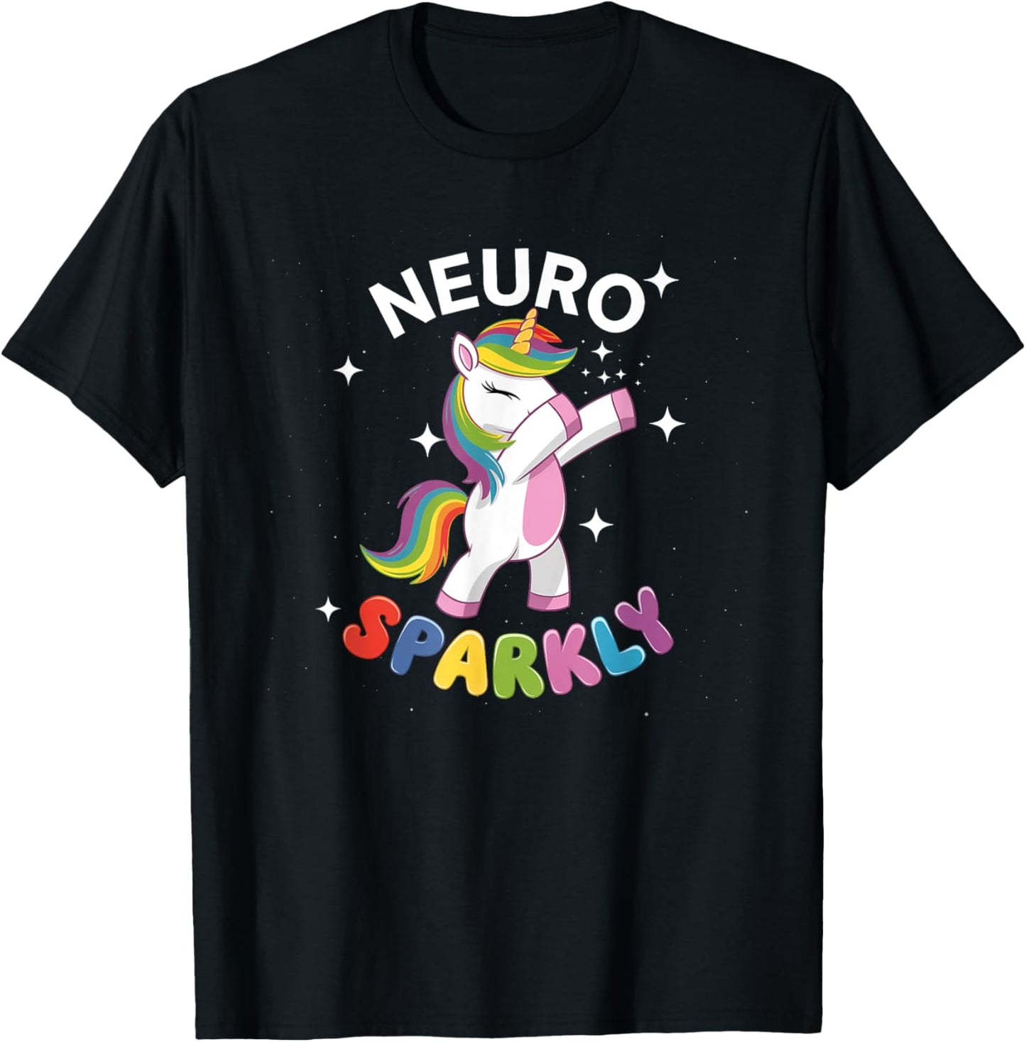 Neurodivergent Neurosparkly Neurodivergence Unicorn ADHD ASD T-Shirt - T-Shirt | Black