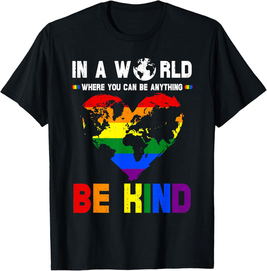 Be Kind Rainbow Flag LGBTQ Pride Kindness Men Women Kids T-Shirt - T-Shirt | Black