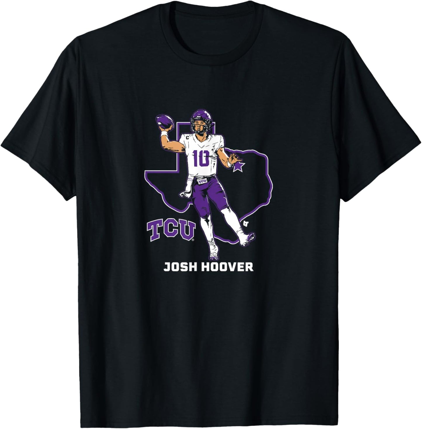 TCU Football - Josh Hoover State Star - TCU Horned Frogs T-Shirt - T-Shirt | Black