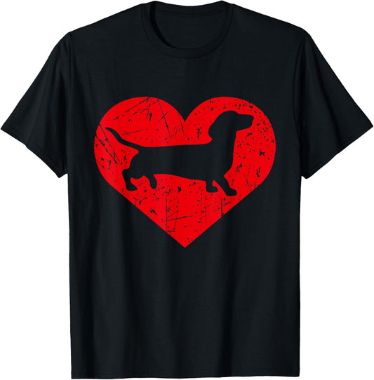 Dachshund Love Doxie Wiener Dog Puppy Heart Graphic T-Shirt - T-Shirt | Black