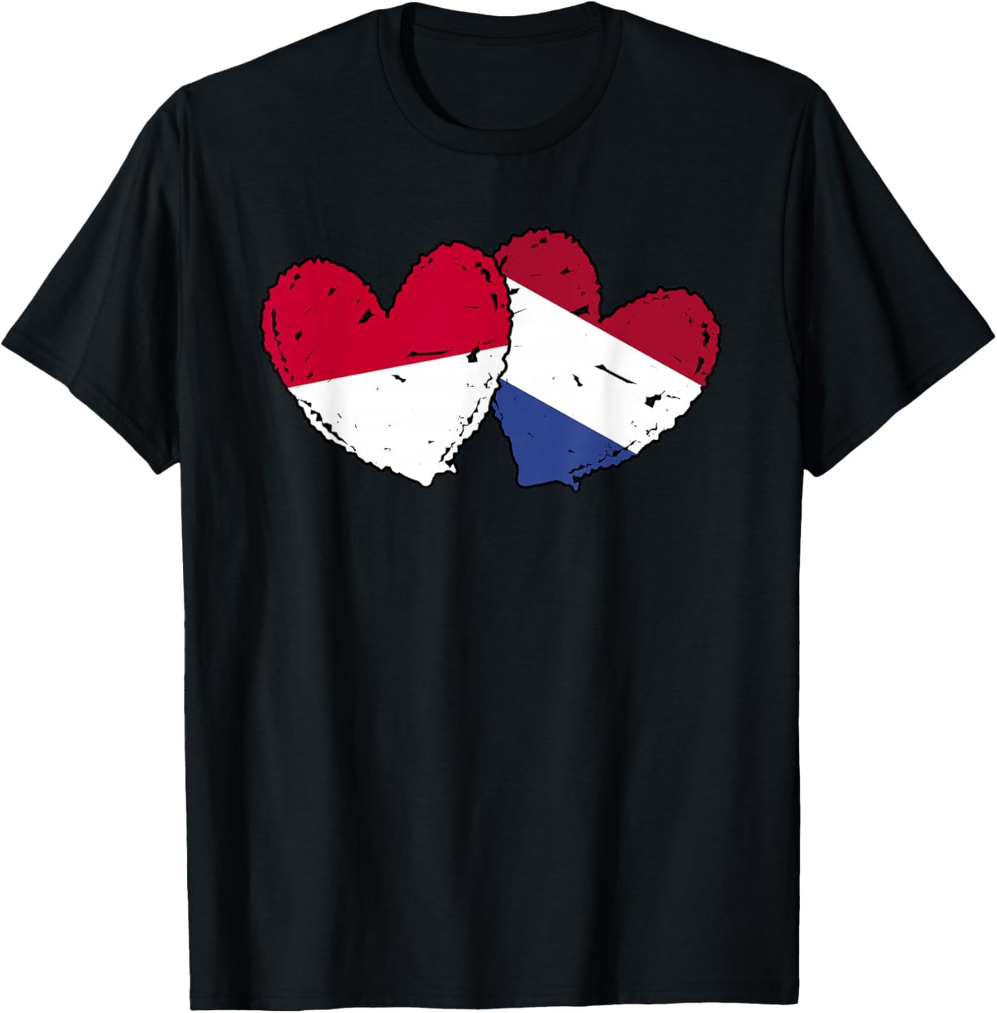 Indonesia Netherlands Hearts Flag Indonesian Dutch Flags T-Shirt - T-Shirt | Black