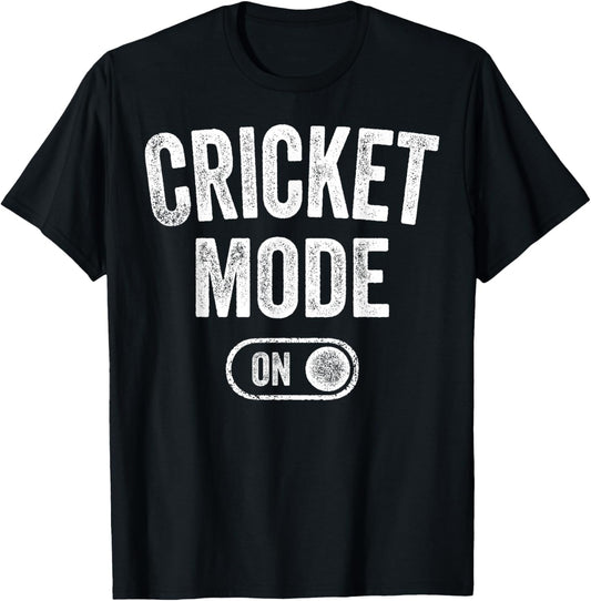 Cricket Mode On Funny Cricketer Gift Bowler Coach T-Shirt - T-Shirt | Black