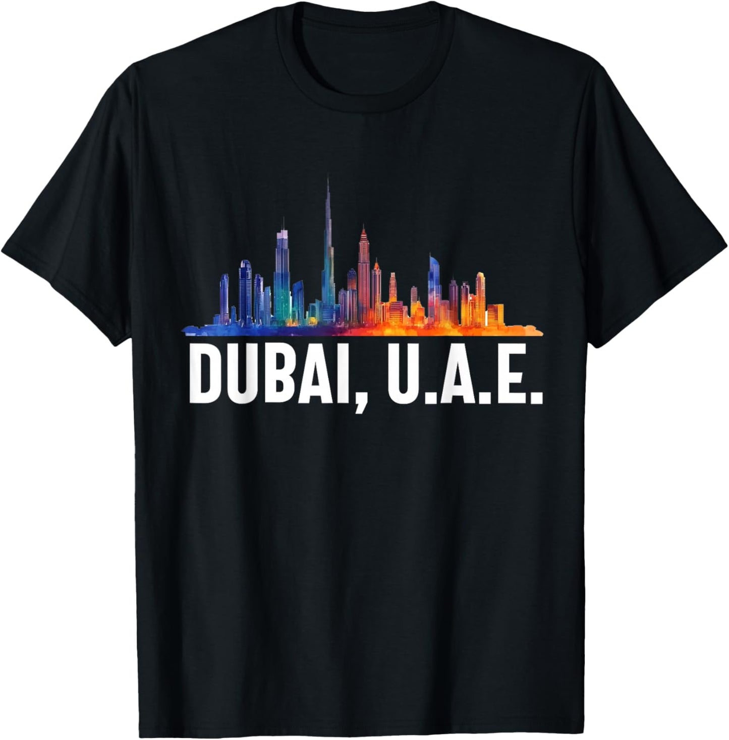 Dubai Souvenir Skyline UAE United Arab Emirate Reminder T-Shirt - T-Shirt | Black