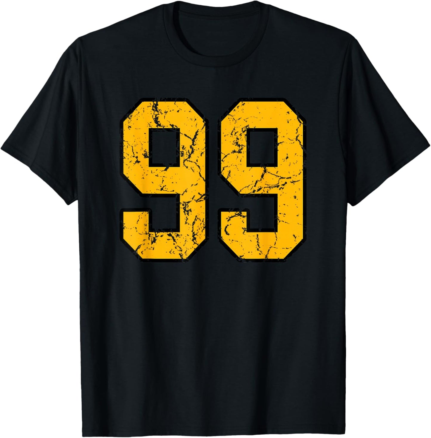 Gold and Black Sports Number 99 Jersey Uniform Player T-Shirt - T-Shirt | Black