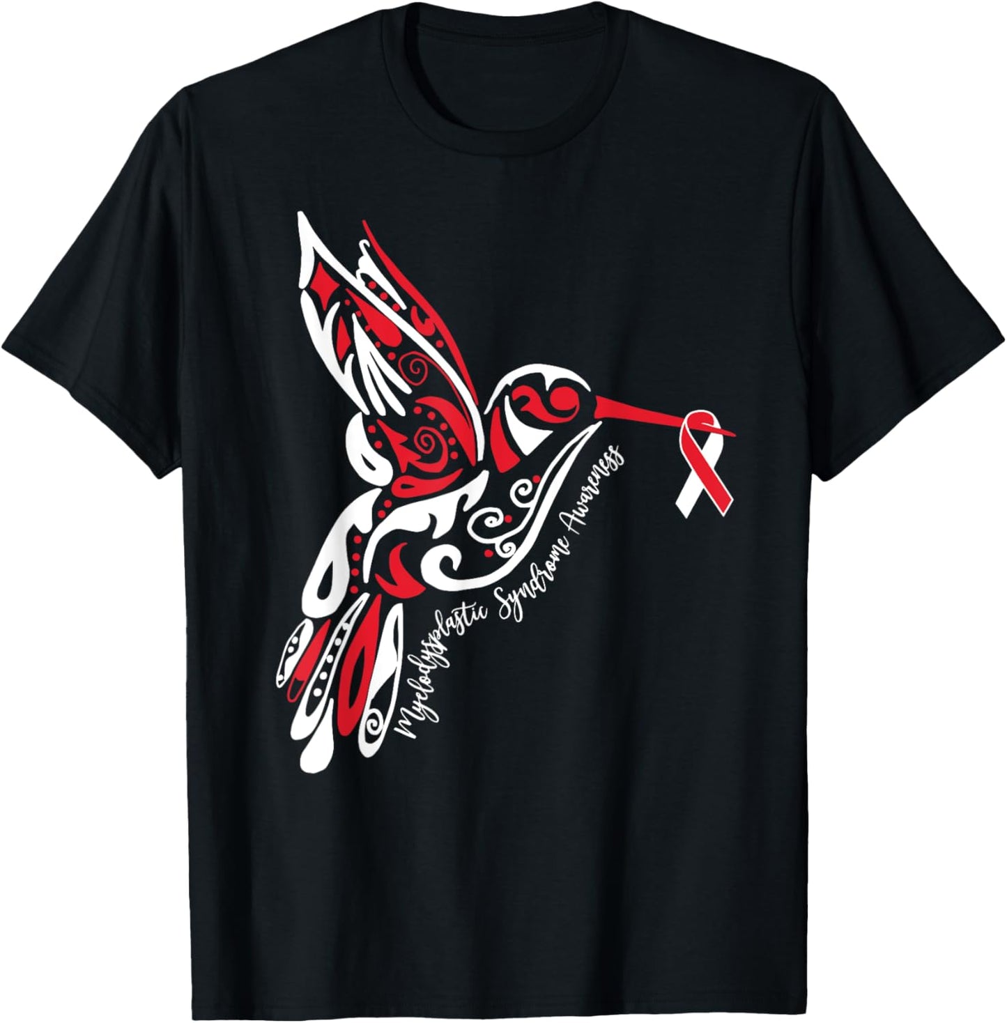 Myelodysplastic Syndrome MDS Awareness Hummingbird Ribbon T-Shirt - T-Shirt | Black
