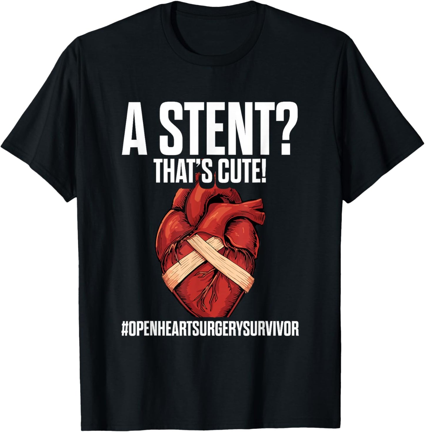 Open Heart Surgery Survivor & Heart Health Awareness T-Shirt - T-Shirt | Black