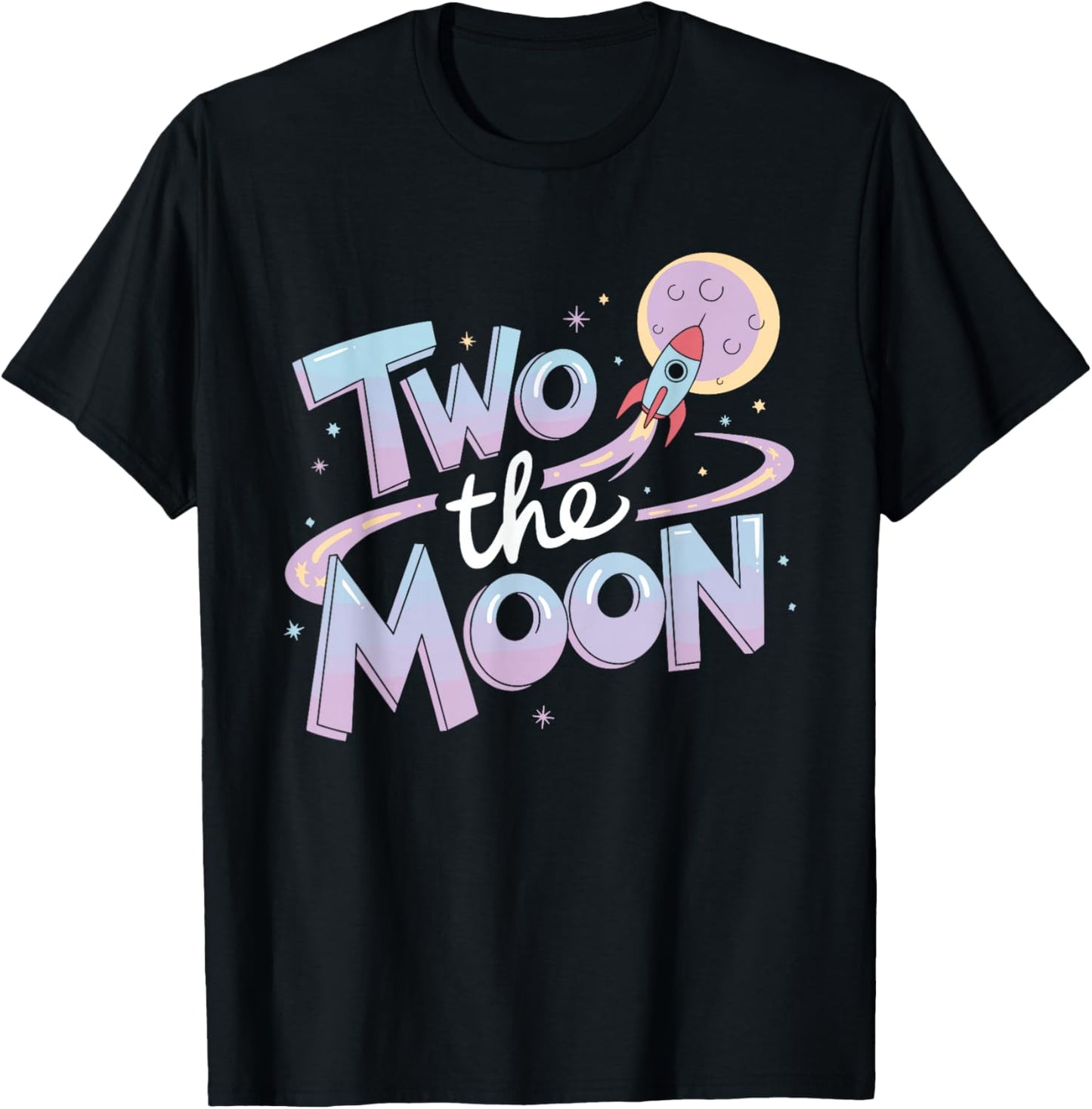 Two The Moon 2nd Birthday Girl Boy 2 Year Old Toddler T-Shirt - T-Shirt | Black