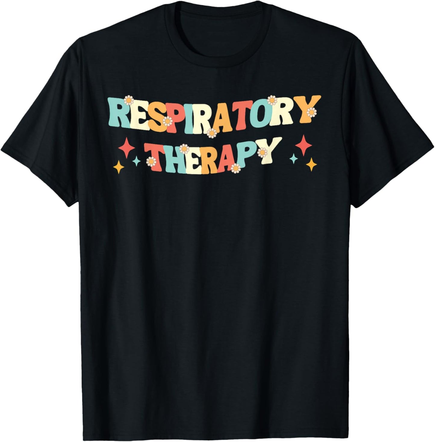 Respiratory Therapy Respiratory Therapist Retro Groovy T-Shirt - T-Shirt | Black