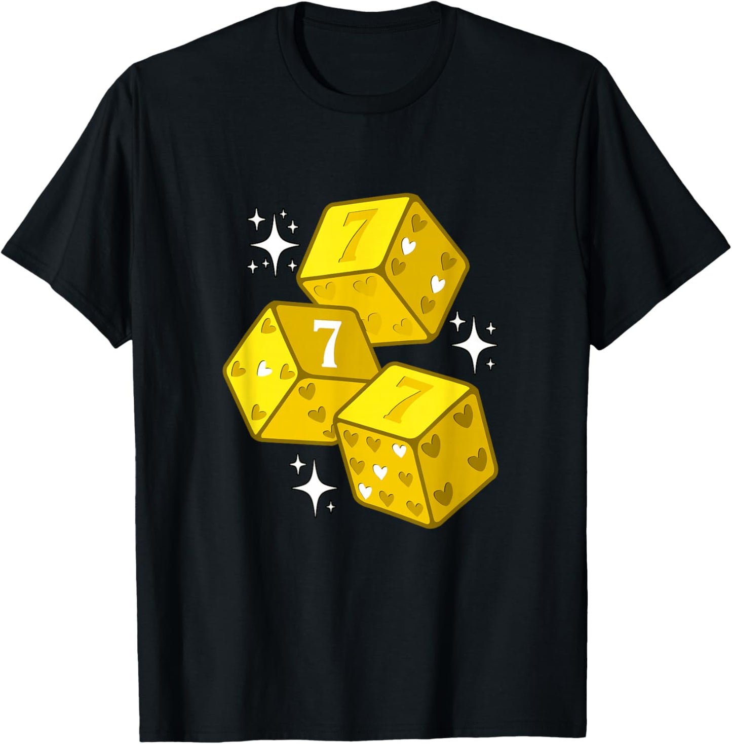 University Varsity-Gold Color Lucky Heart Varsity-Gold T-Shirt - T-Shirt | Black