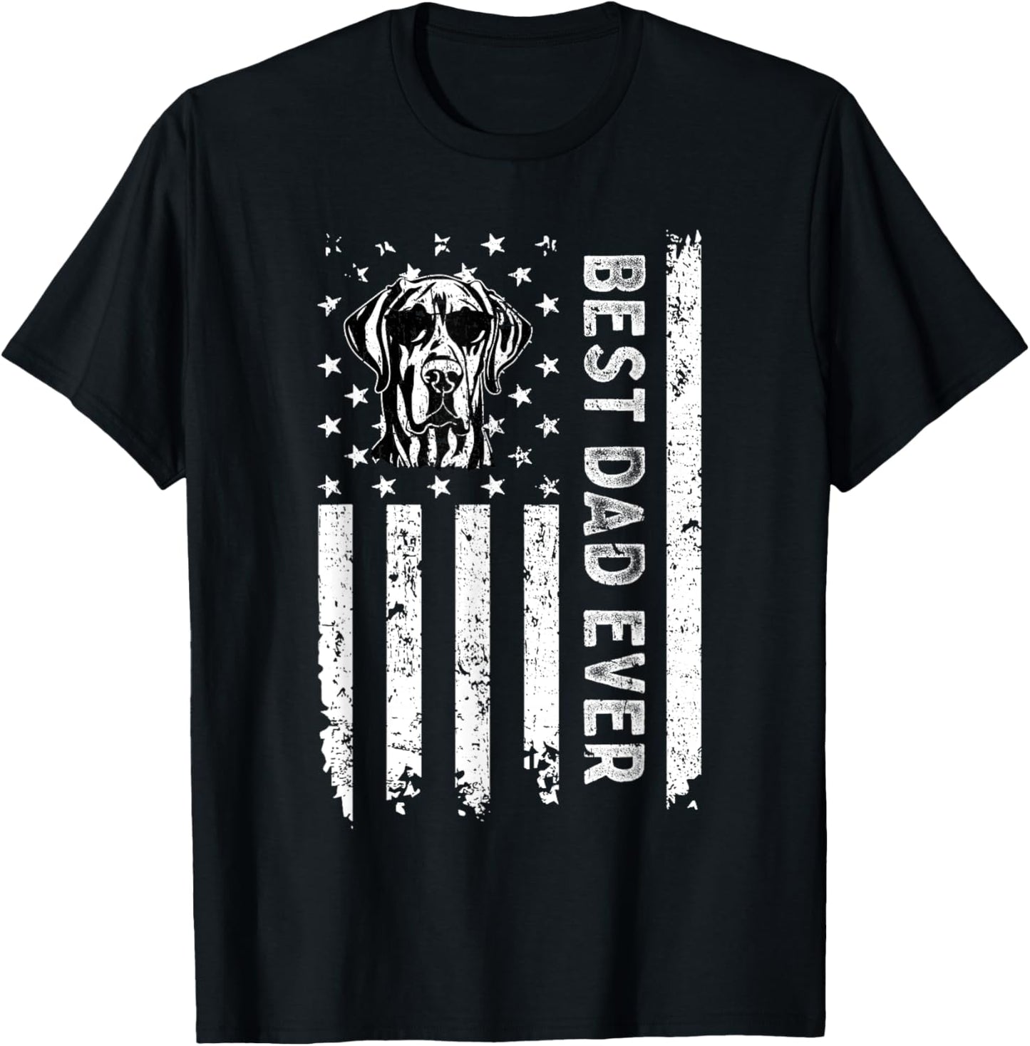 Best Great Dane Dog Dad Ever Fathers Day USA Flag Women Kids T-Shirt - T-Shirt | Black