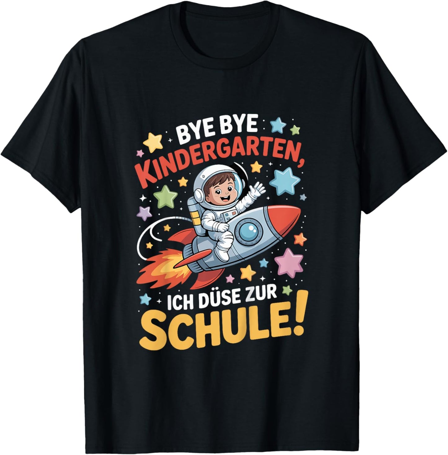 Kinder Weltraum Einschulung Junge Astronaut Schulkind 2025 T-Shirt - T-Shirt | Black