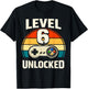6th Birthday Level 6 Unlocked Gamer Gaming Six Birthday T-Shirt - T-Shirt | Black