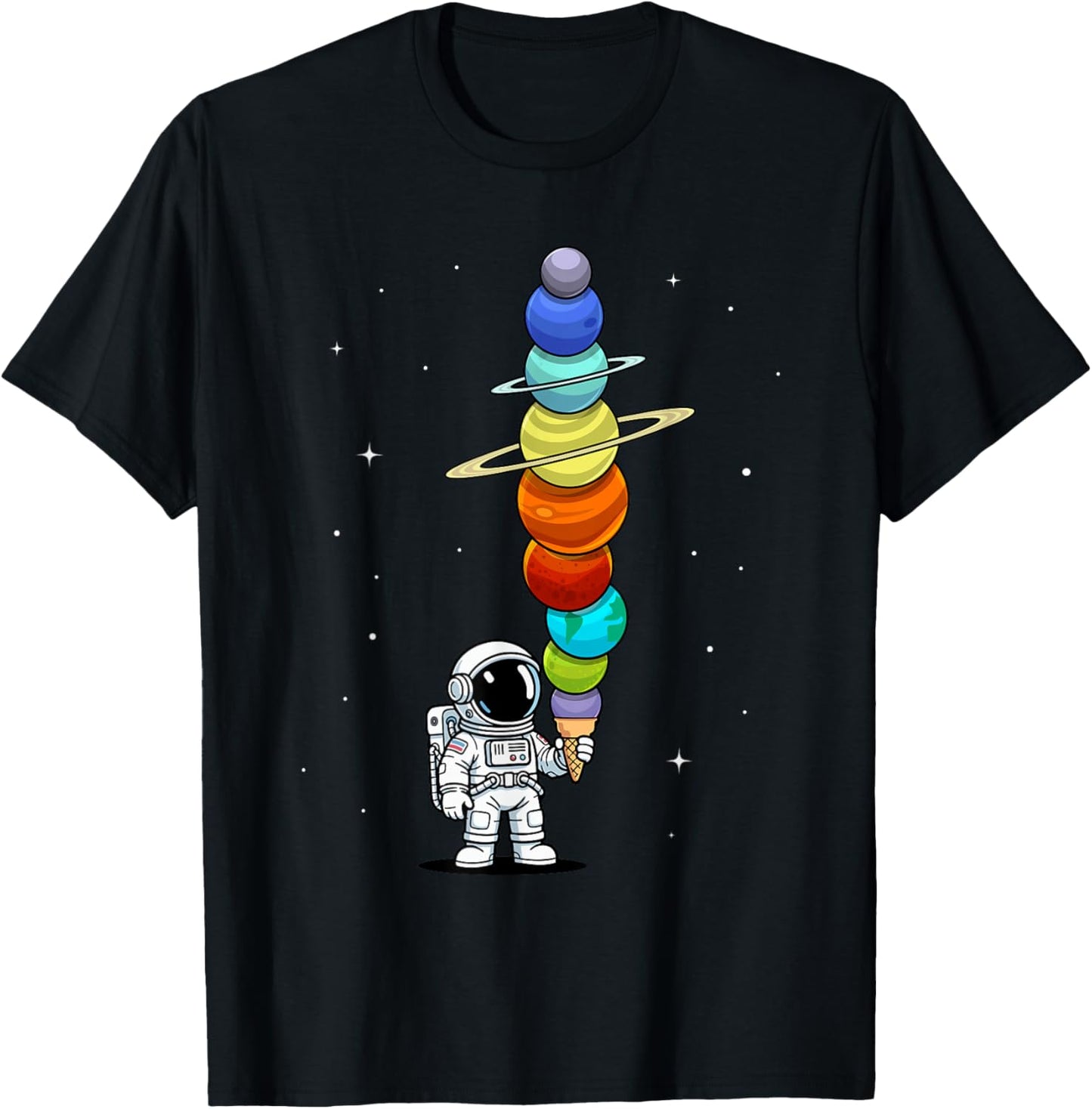 Space Astronaut Ice Cream Cone Planets Solar Systems Boys T-Shirt - T-Shirt | Black