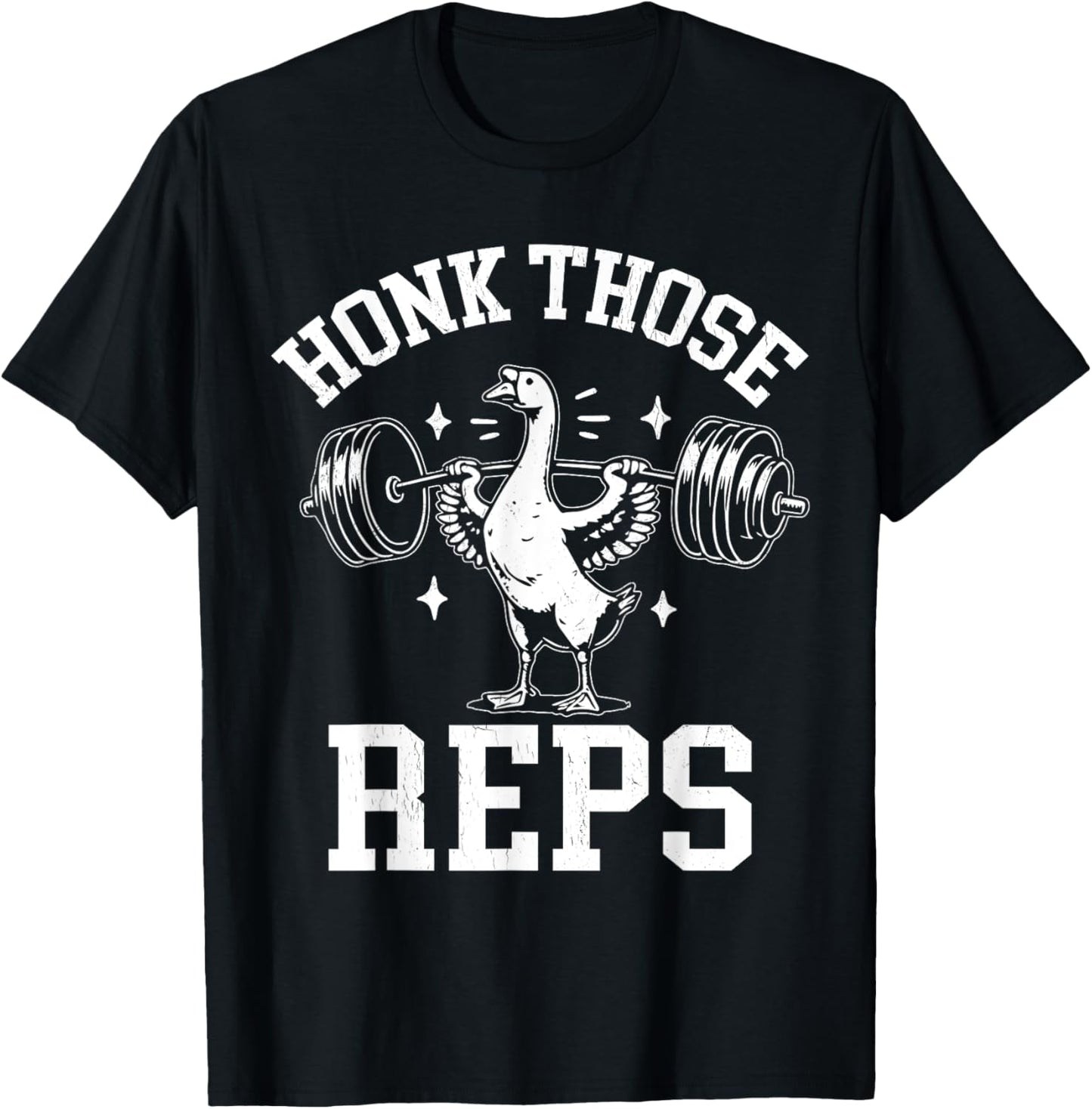 Honk Those Reps Funny Goose Weightlifting Retro Goose Gym T-Shirt - T-Shirt | Black