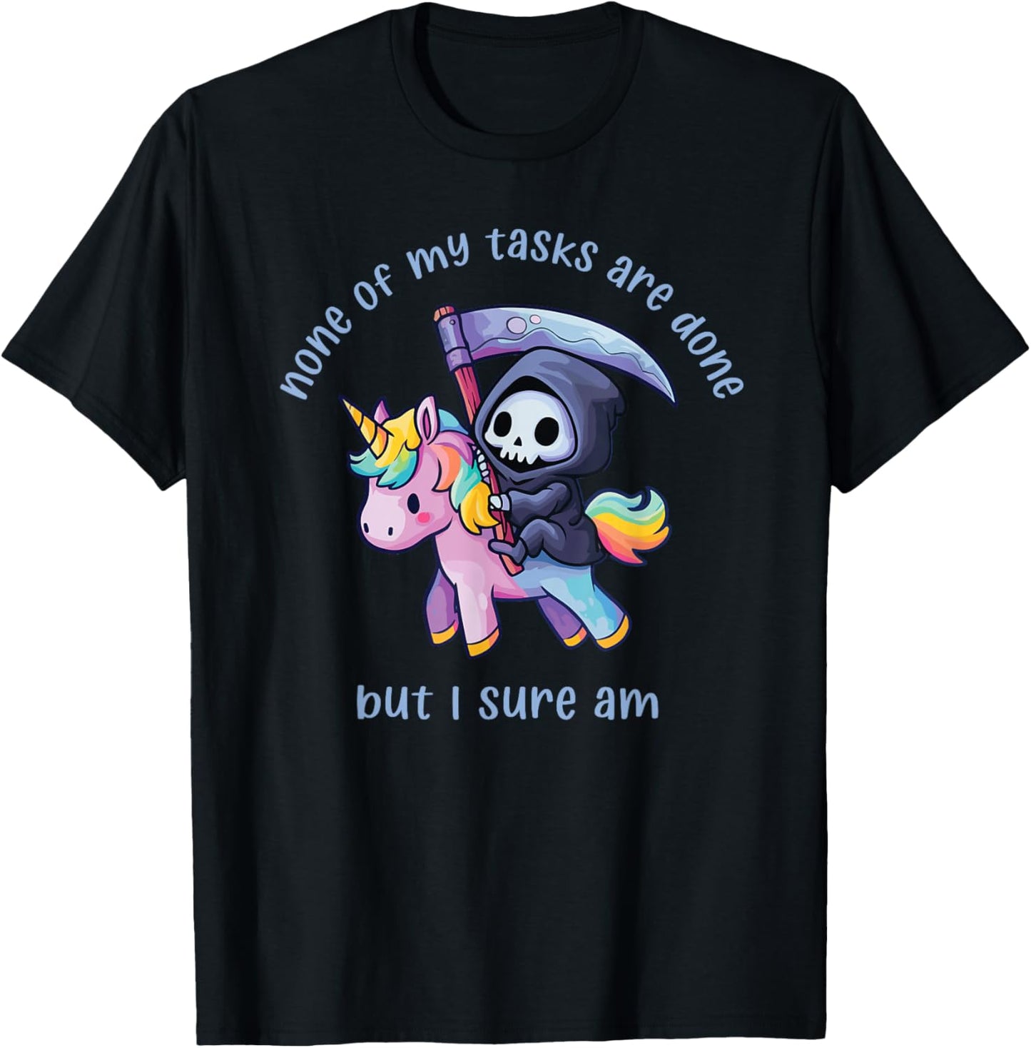 Funny Pastel Goth Unicorn Cute Grim Reaper T-Shirt - T-Shirt | Black
