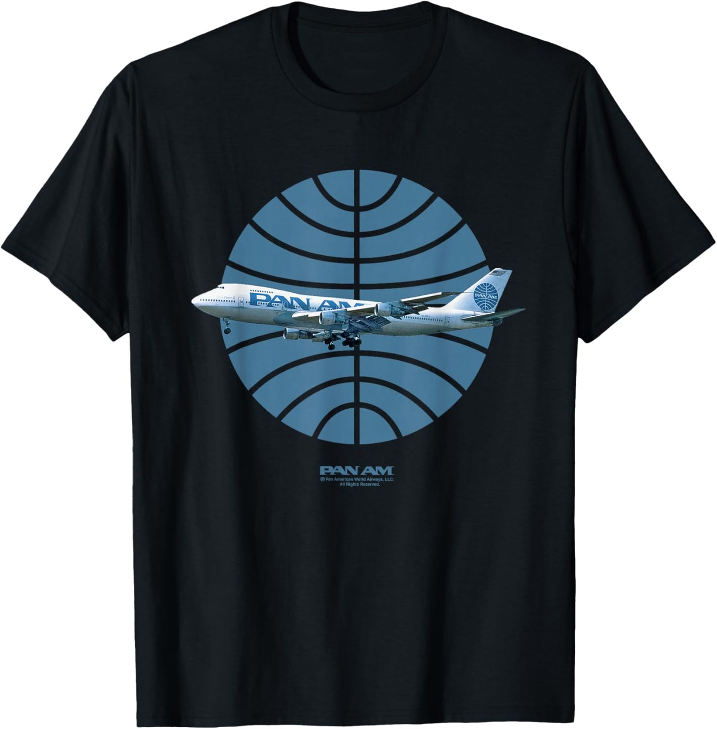 Pan Am Plane Over 1950s Logo T-Shirt - T-Shirt | Black