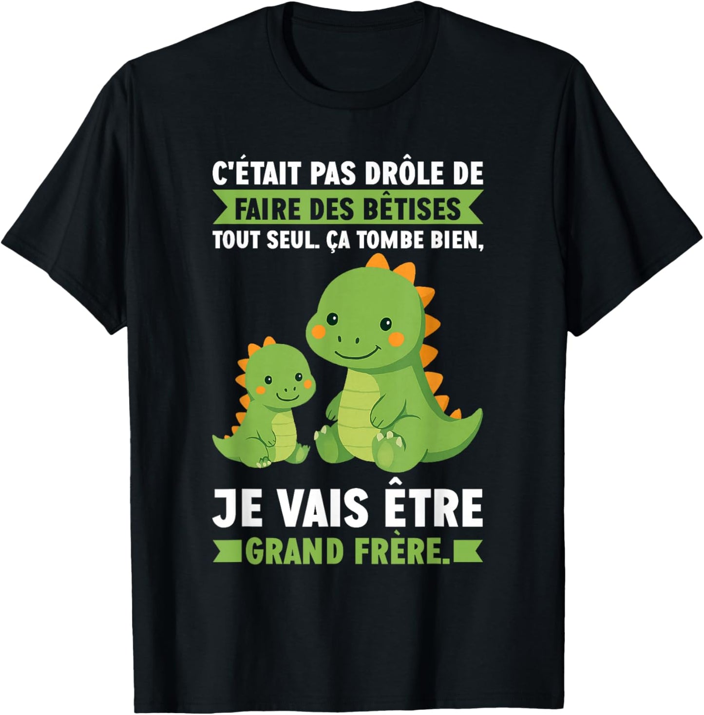 Big Brother Dinosaur Graphic for Pregnancy Announcement T-Shirt - T-Shirt | Black