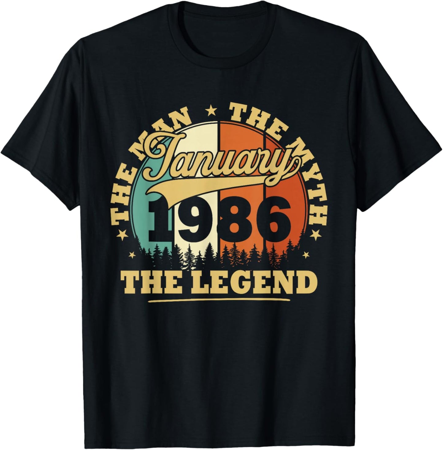 Humor Vintage 1986 January Gift 40 Years Birthday T-Shirt - T-Shirt | Black
