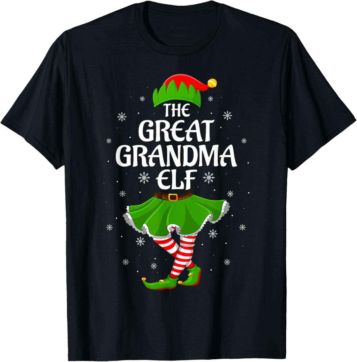 Great Grandma Elf Christmas Family Girls Women Elf Squad T-Shirt - T-Shirt | Black