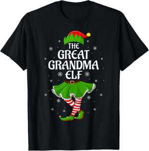 Great Grandma Elf Christmas Family Girls Women Elf Squad T-Shirt - T-Shirt | Black