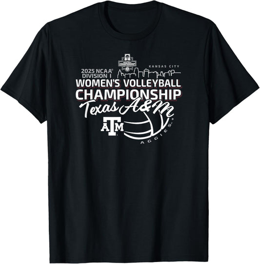 Texas A&M Aggies National Championship 2025 Volleyball T-Shirt - T-Shirt | Black
