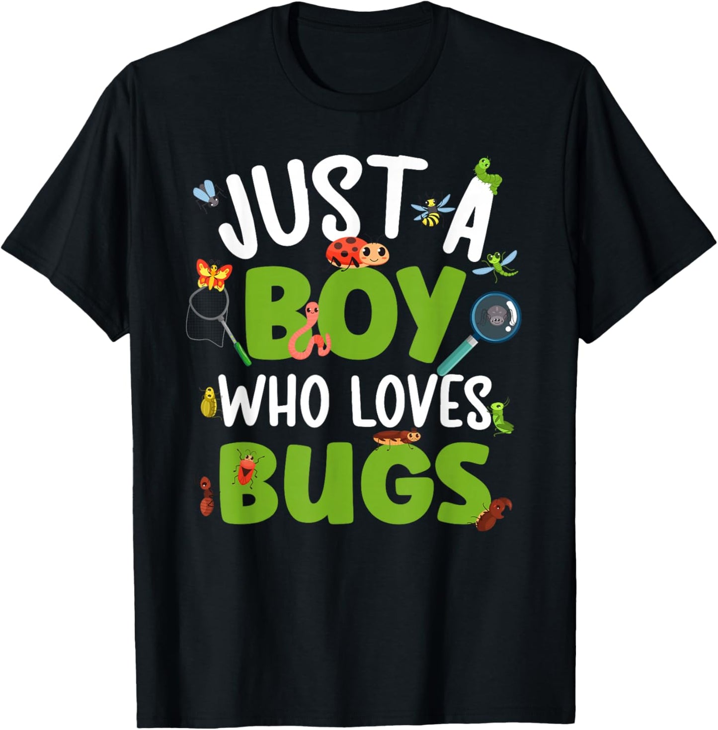 Bug Catcher Boys Bug Hunter Kids Insect Catcher Bug Lover T-Shirt - T-Shirt | Black