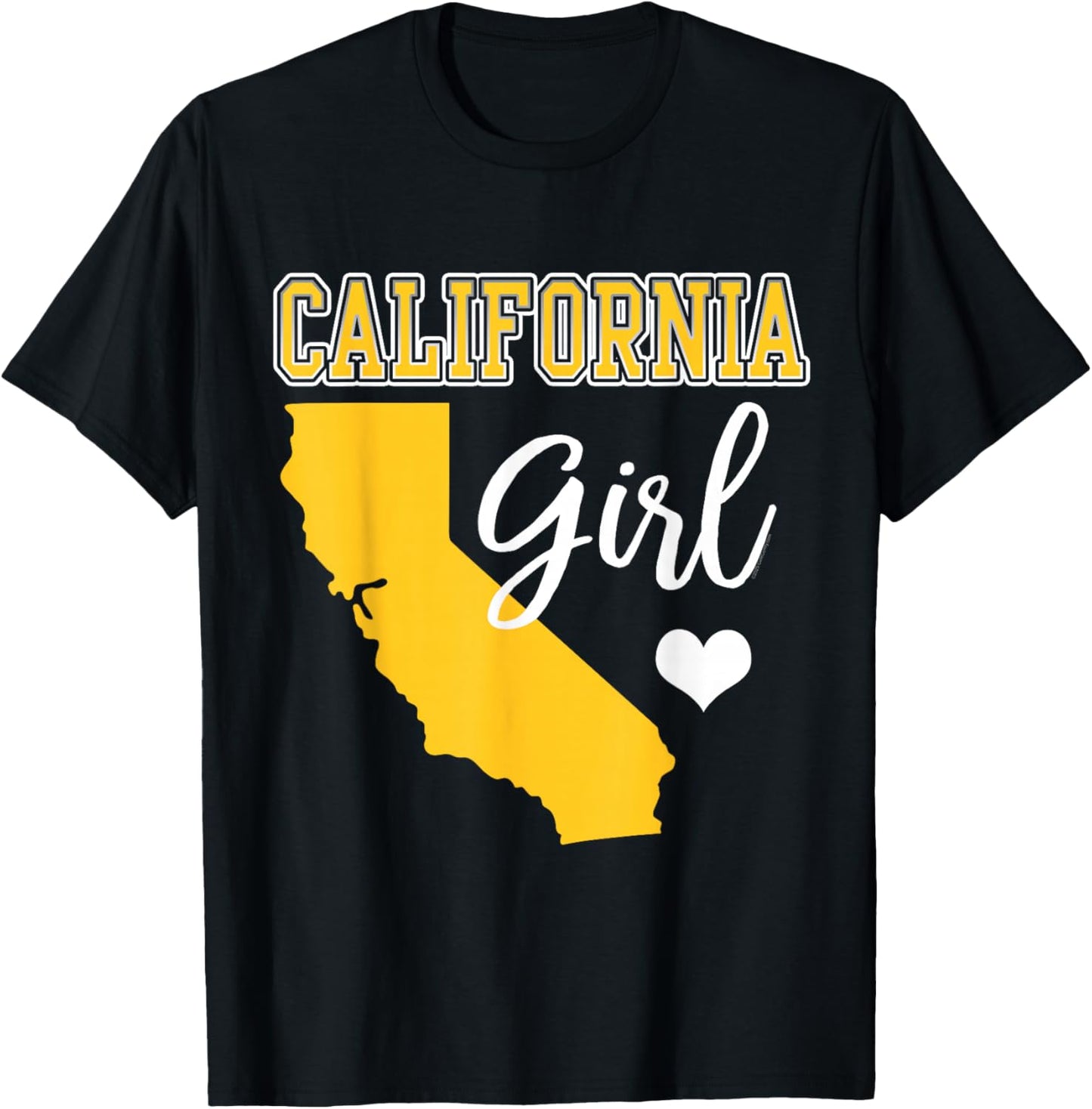 California Girl Heart Map Shape Souvenir Gift T-Shirt - T-Shirt | Black