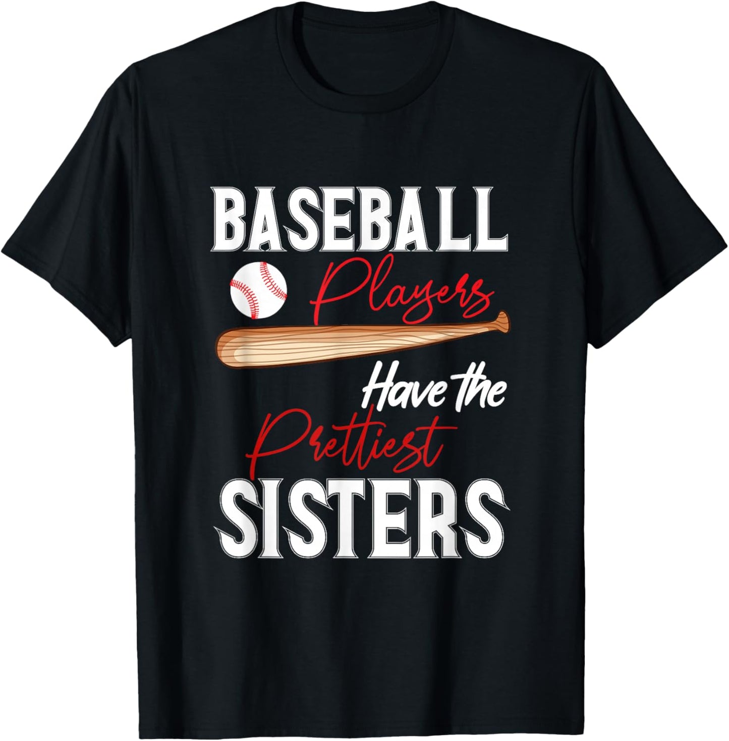 Funny Baseball sisters Baseball Players T-Shirt - T-Shirt | Black
