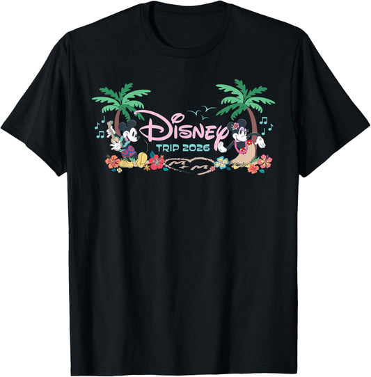 Disney Trip 2026 Mickey & Minnie Tropical Island Vacation T-Shirt - T-Shirt | Black