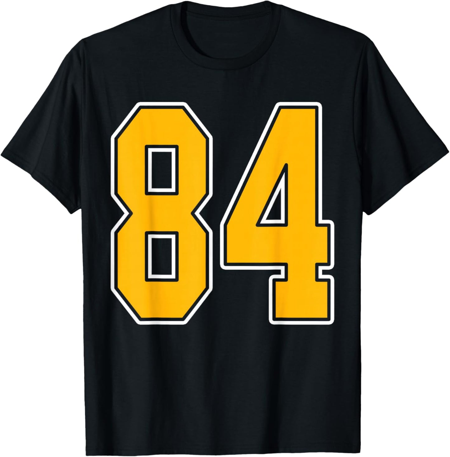 Gold and White Sports Number 84 Jersey Uniform Player T-Shirt - T-Shirt | Black