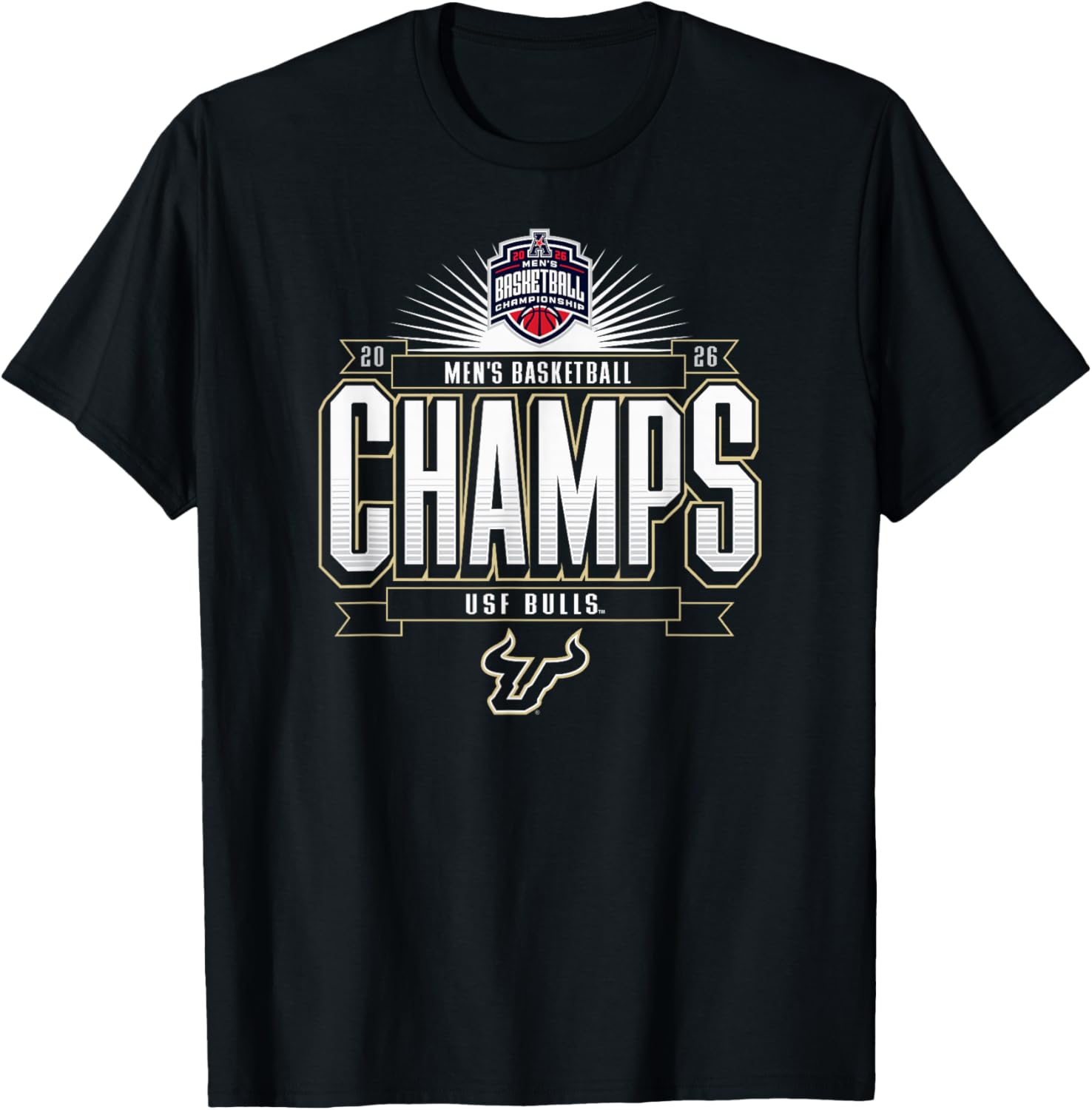 South Florida Bulls Men's Basketball AAC Champs 2026 T-Shirt - T-Shirt | Black