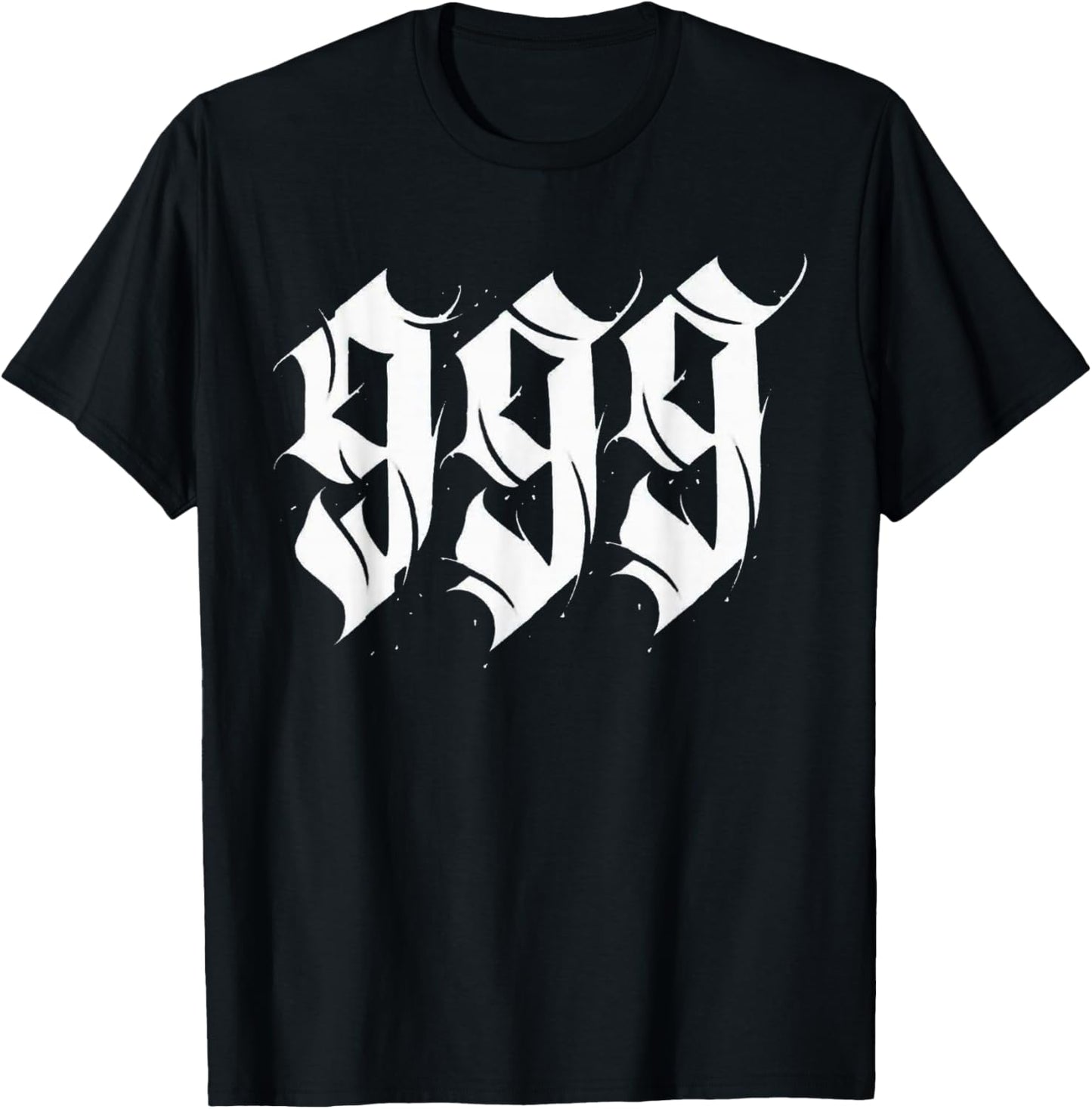 999 Angel Number Gothic Calligraphy T-Shirt - T-Shirt | Black