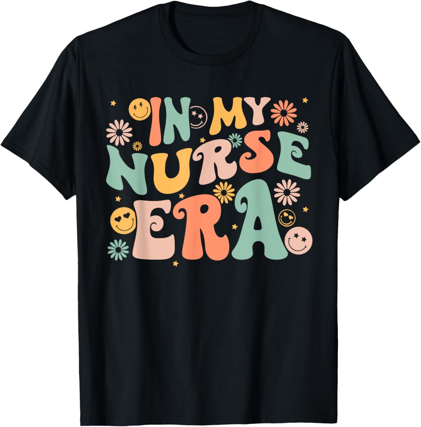 In My Nurse Era Groovy Funny Retro T-Shirt - T-Shirt | Black