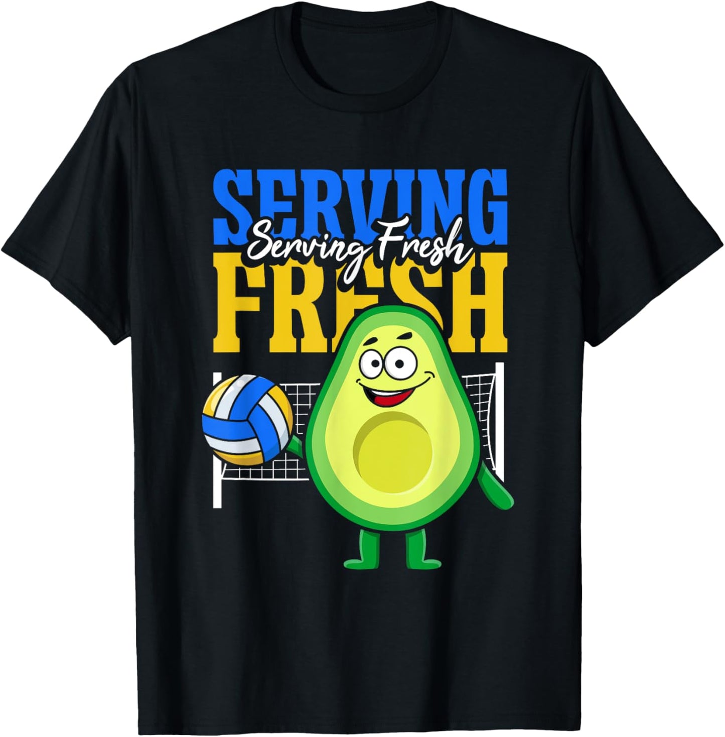 Avocado Volleyball Serving Fresh T-Shirt - T-Shirt | Black