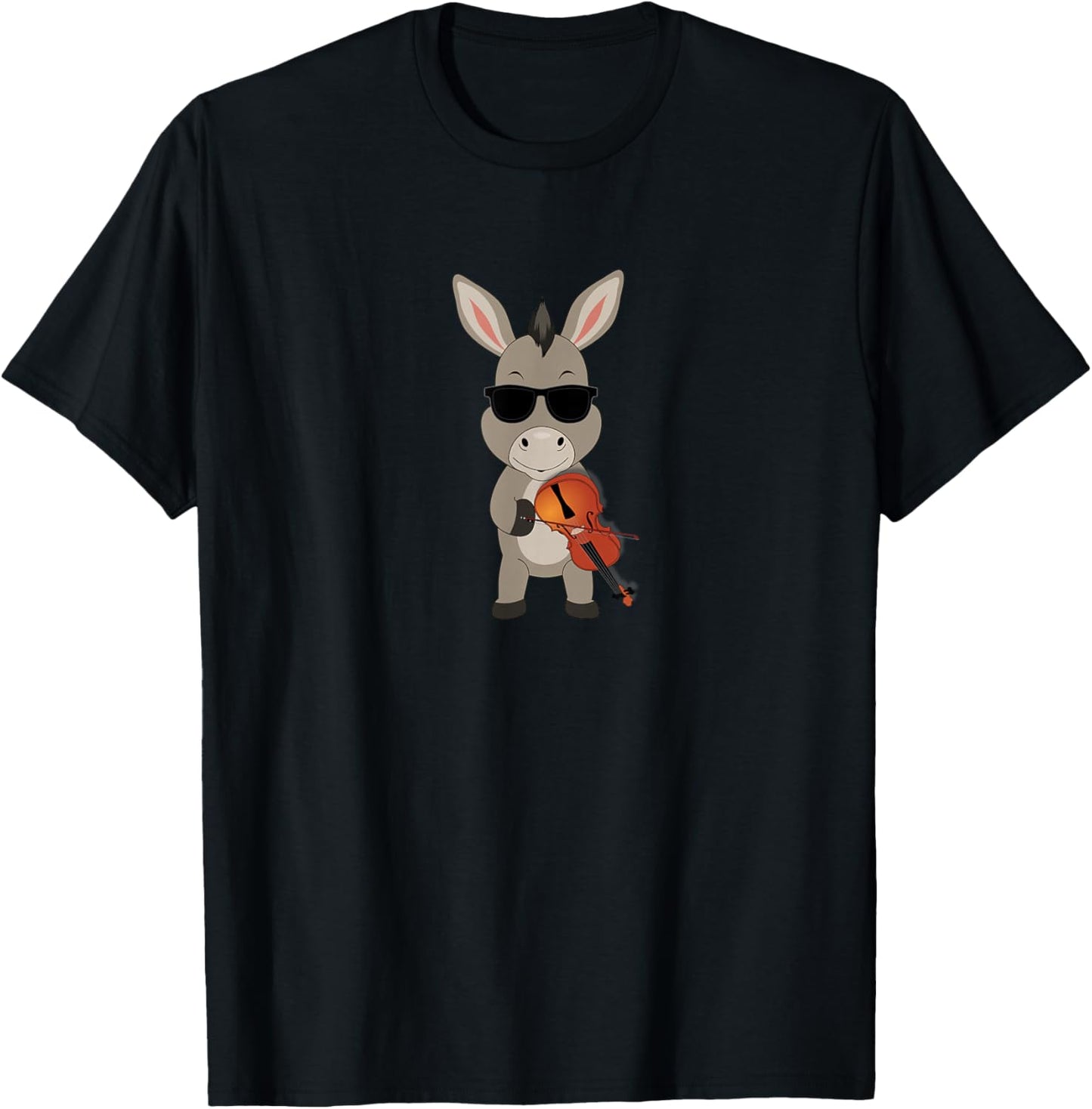 Funny Donkey Wearing Sunglasses Playing Violin T-Shirt - T-Shirt | Black