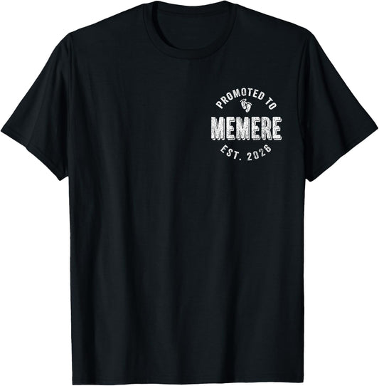Promoted to Memere Est. 2026 French Grandma T-Shirt - T-Shirt | Black
