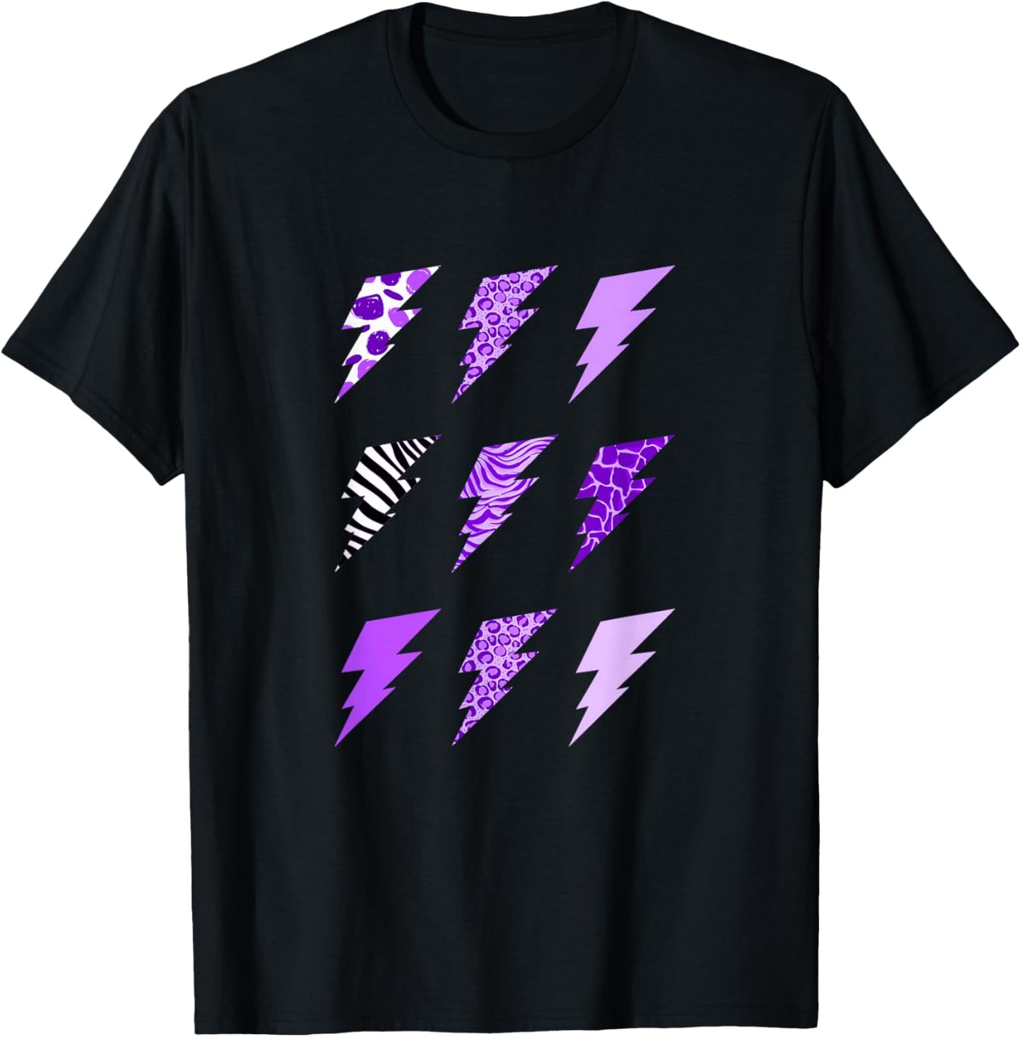Purple Color Lightening Strike-x9 Purple Graphic T-Shirt - T-Shirt | Black