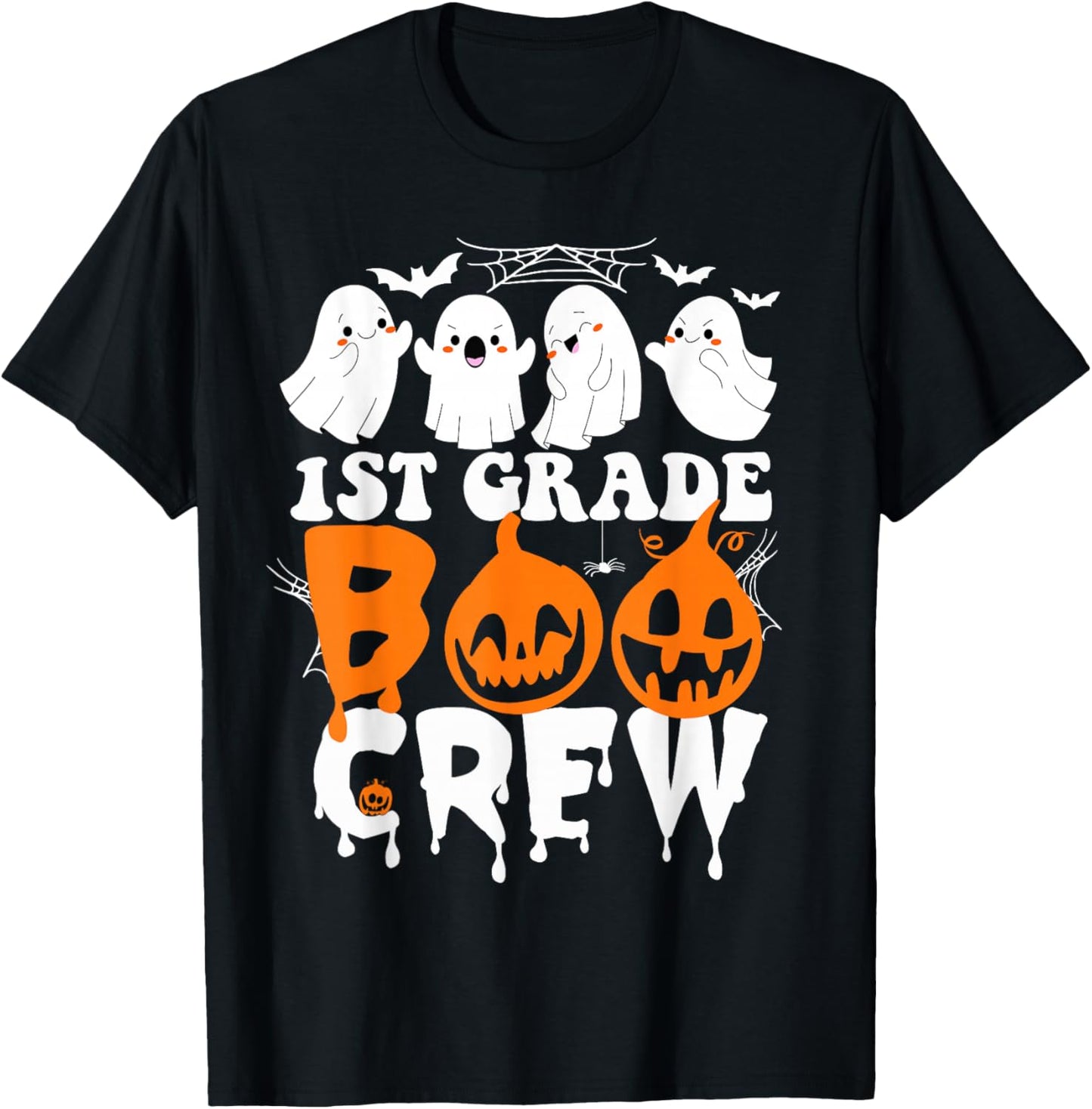 First Grade Boo Crew Teacher Student Cute Ghost Halloween T-Shirt - T-Shirt | Black