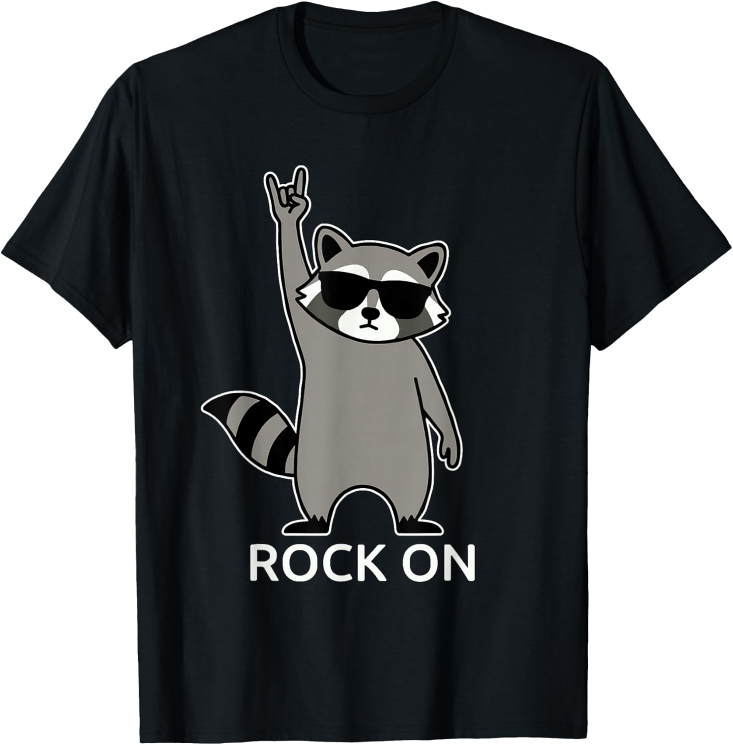 Raccoon Rock Music Band Concert Funny Raccoon T-Shirt - T-Shirt | Black