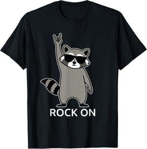 Raccoon Rock Music Band Concert Funny Raccoon T-Shirt - T-Shirt | Black