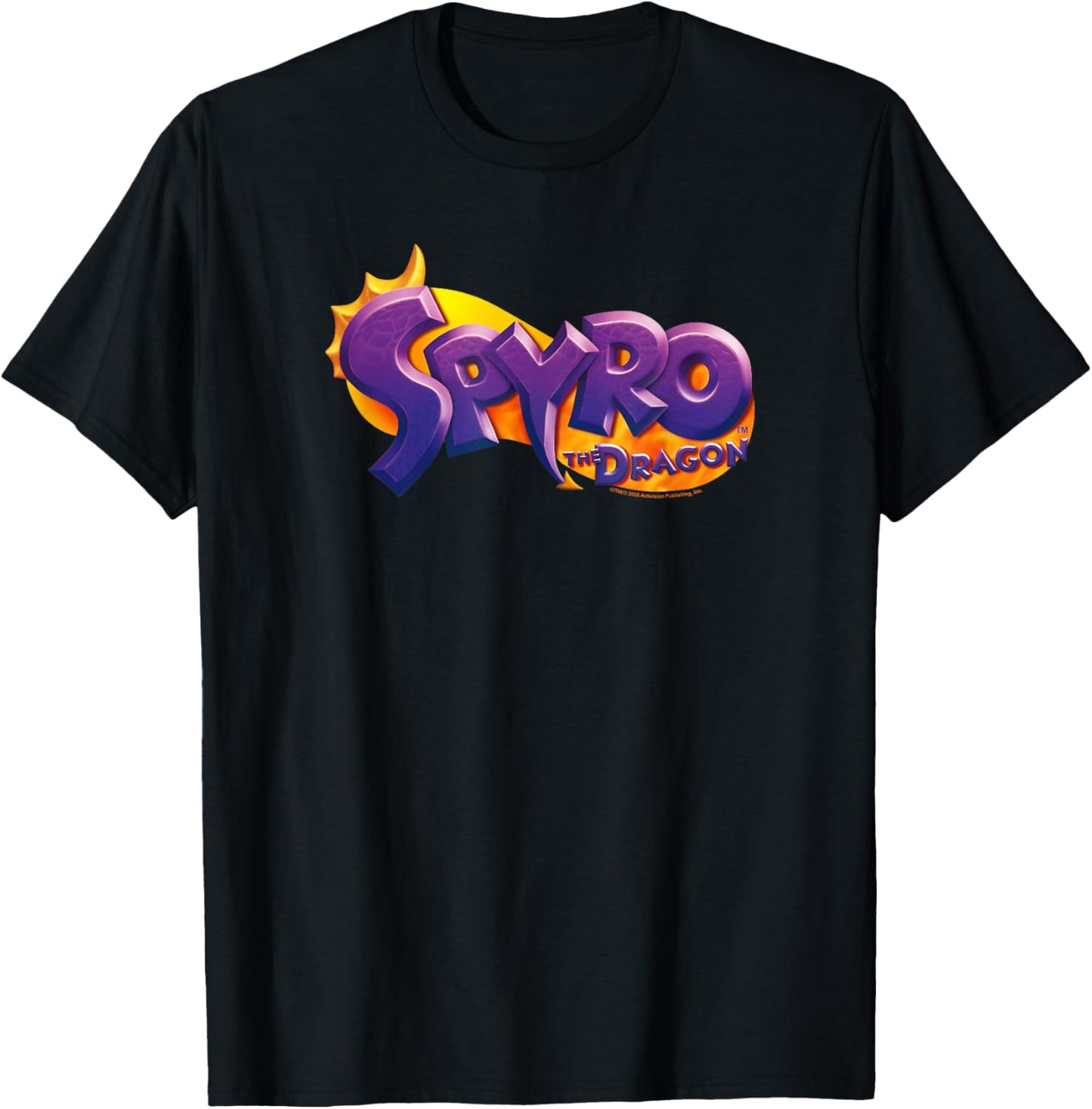 Spyro The Dragon Retro Title Logo Video Game T-Shirt - T-Shirt | Black