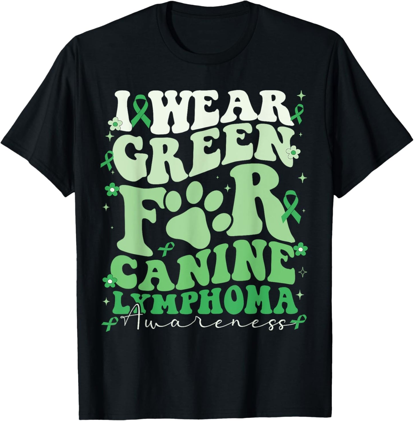 I Wear Green For Canine Lymphoma Awareness Dog Day Men Women Kids T-Shirt - T-Shirt | Black