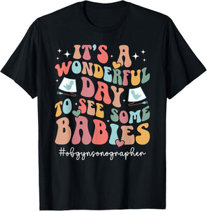 OBGYN Sonographer OB/GYN Sonographer Groovy OBGYN Sonography T-Shirt - T-Shirt | Black