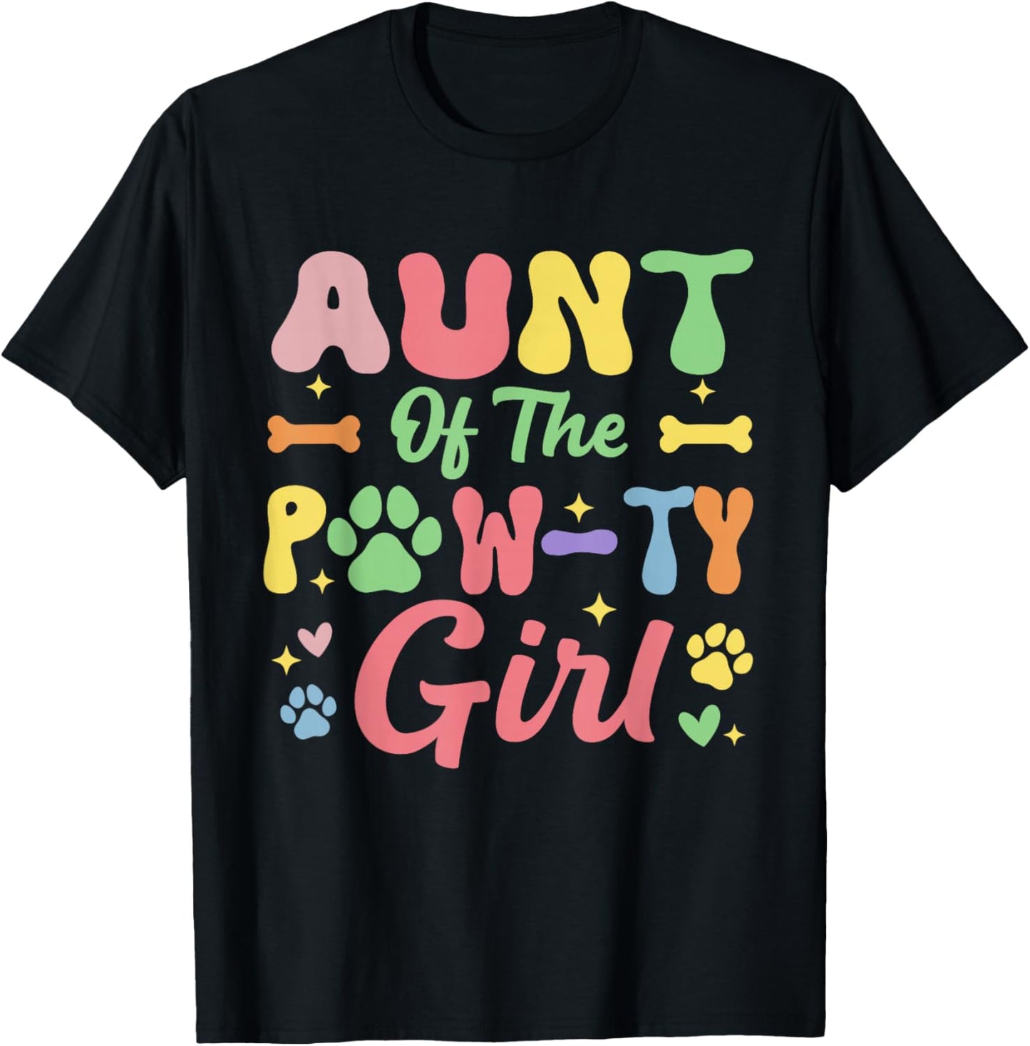 Aunt of The Birthday Paw-ty Girl Dog Theme Family Party T-Shirt - T-Shirt | Black